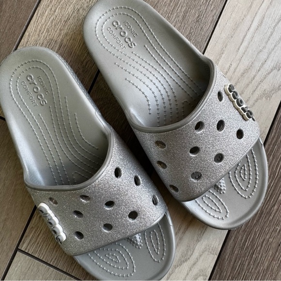 Crocs Unisex Classic Glitter Slides | Size: W10 M8 | Excellent Condition - Picture 3 of 8